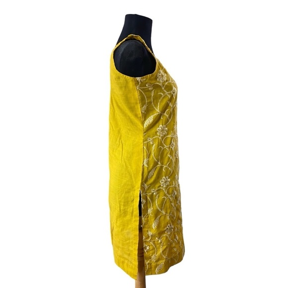 Beautiful Yellow Mustard Colored Embroidered Kurt’s Tunic Dress - Picture 6 of 16